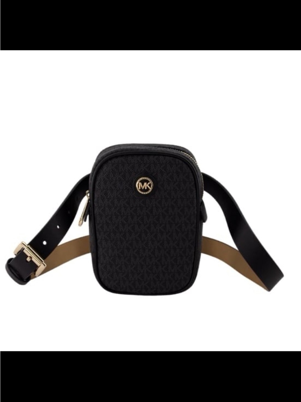 NWT Michael Kors women’s logo belt bag black gold size S/M